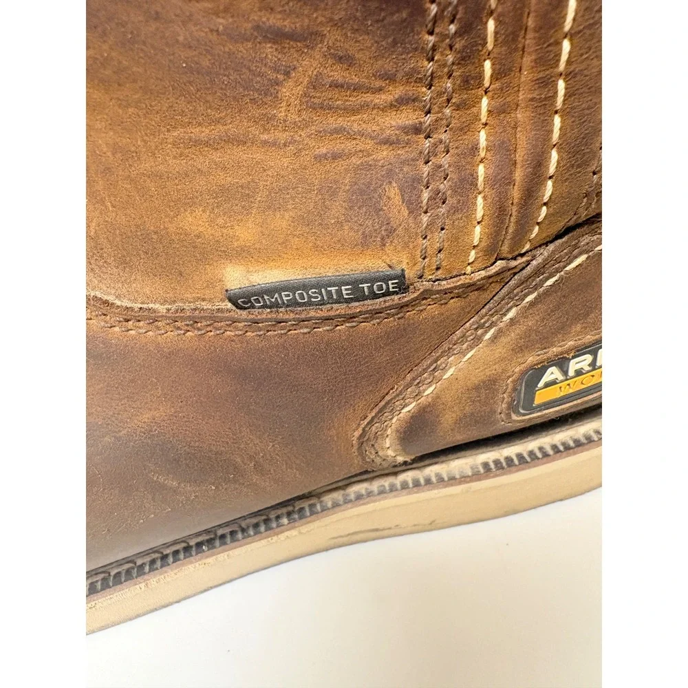 Ariat Mens 11EE Brown Leather Composite Toe Wedge Sole Work Boots